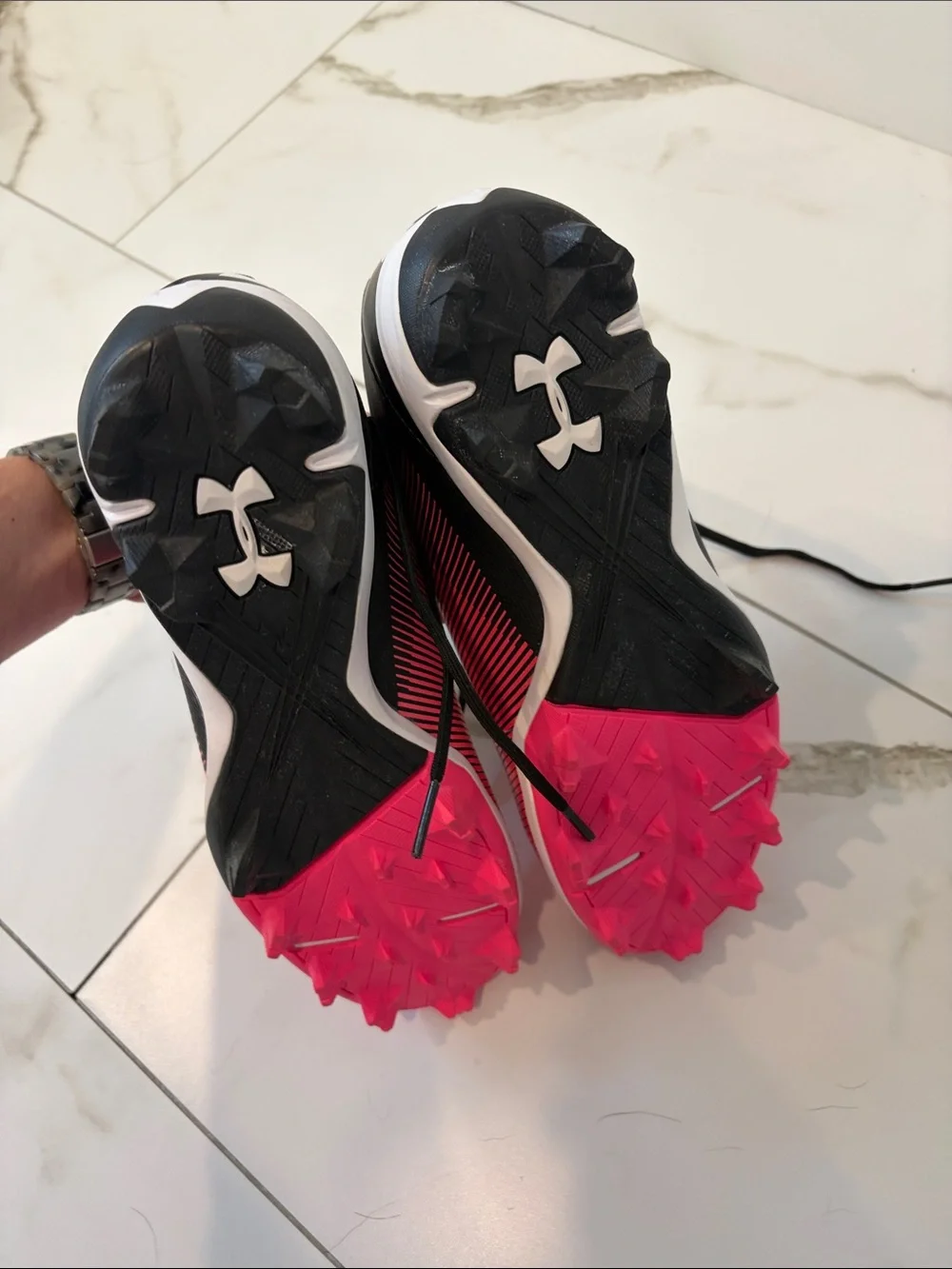 Under Armour Kids Pink and Black Athletic Cleats